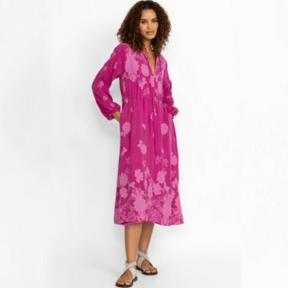 NWT Johnny Was Daisy Leonna Pink Floral Midi Dress - Picture 2 of 12